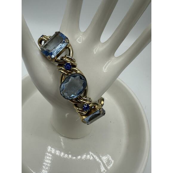Vintage Henkel & Grosse For Christian Dior Blue Rhinestone Bracelet 7” - Picture 2 of 5